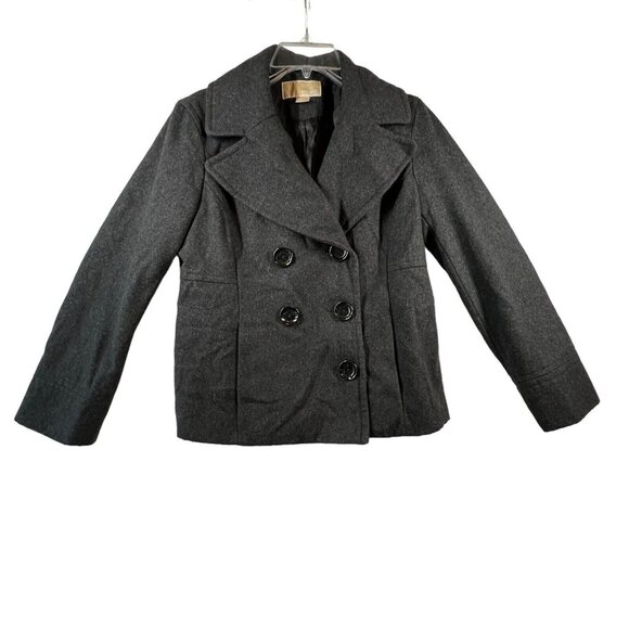 Michael Kors Jackets & Blazers - MICHAEL KORS Wool Pea Coat Dark Gray Charcoal Double Breasted Lined Small Button